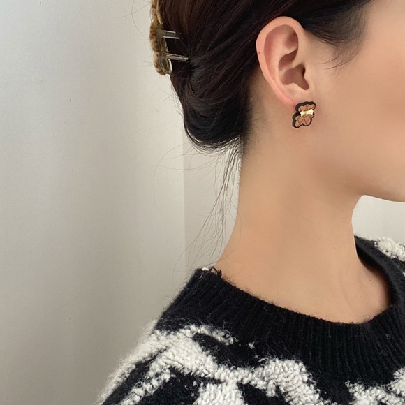 💙💕💕last one Cute Plaid Bears Stud Earrings - Picture 2 of 9